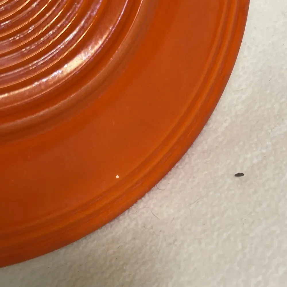 Vintage Fiestaware Orange Plate Fiesta ￼9.25” Glaze Flaw. See Description